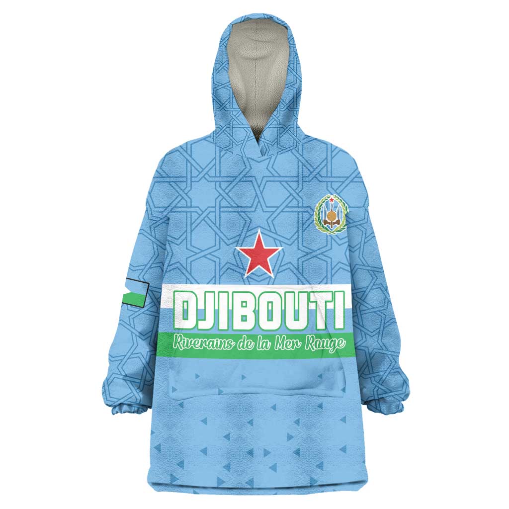 Custom Djibouti Football Kid Wearable Blanket Hoodie Go Champions