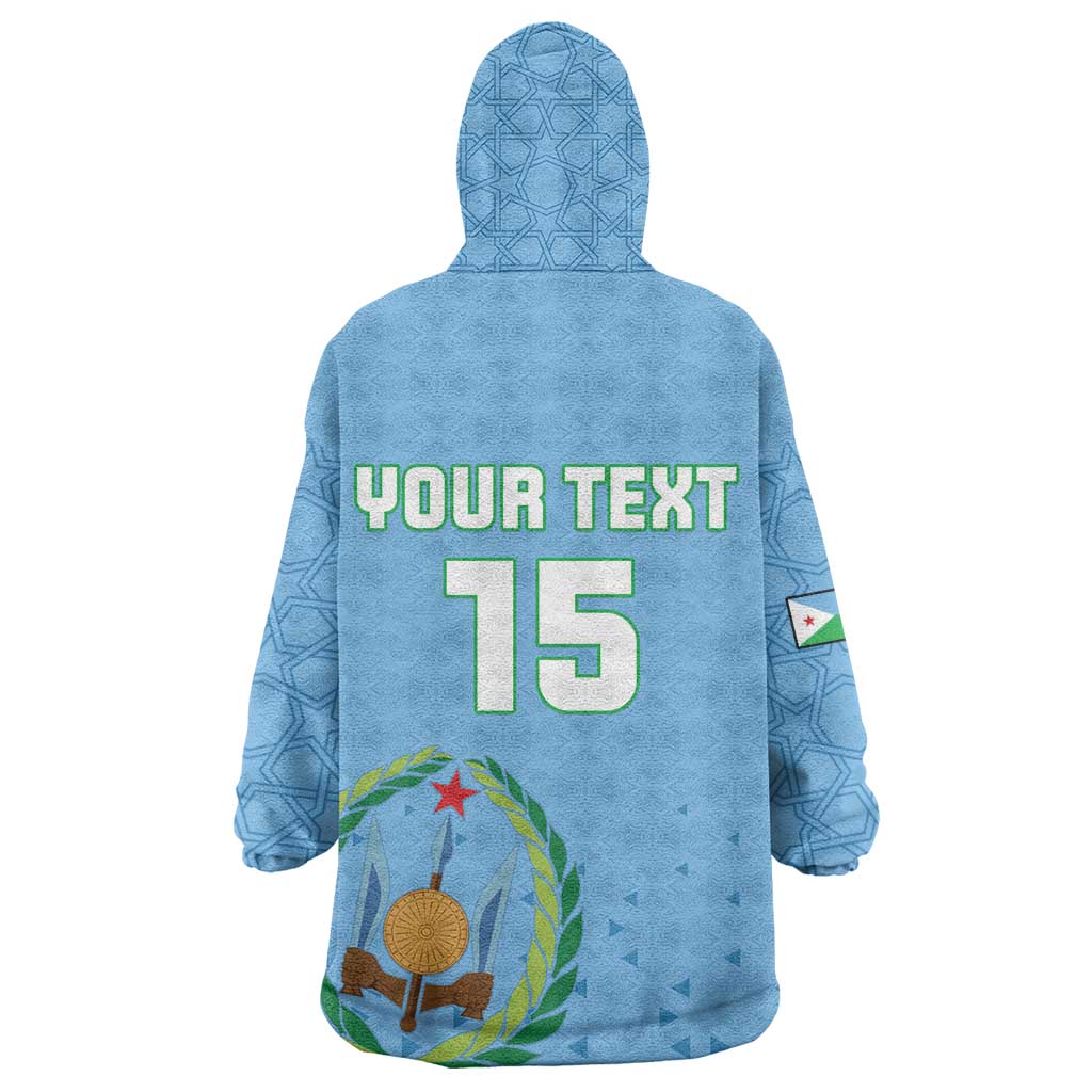 Custom Djibouti Football Kid Wearable Blanket Hoodie Go Champions