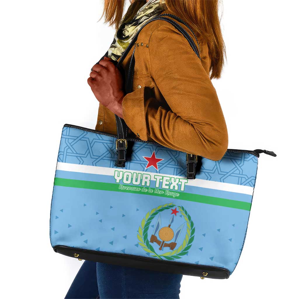 Custom Djibouti Football Leather Tote Bag Go Champions