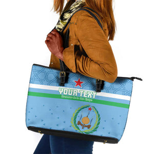Custom Djibouti Football Leather Tote Bag Go Champions