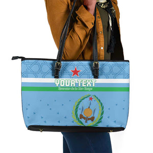 Custom Djibouti Football Leather Tote Bag Go Champions