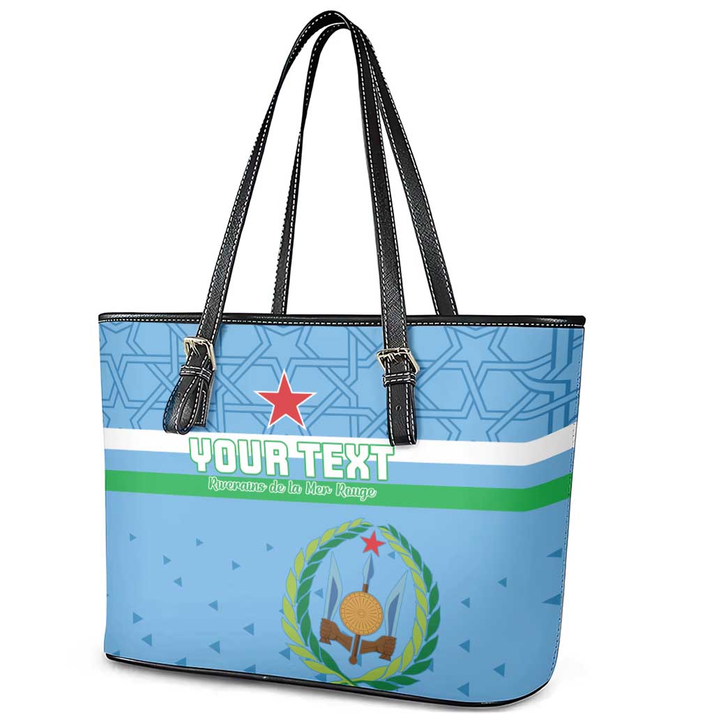 Custom Djibouti Football Leather Tote Bag Go Champions