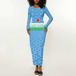 Custom Djibouti Football Long Sleeve Bodycon Dress Go Champions LT15