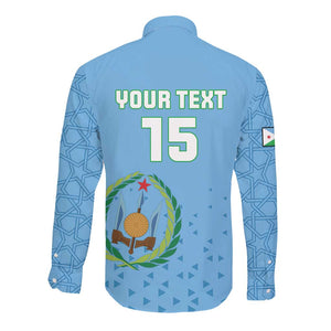 Custom Djibouti Football Long Sleeve Button Shirt Go Champions