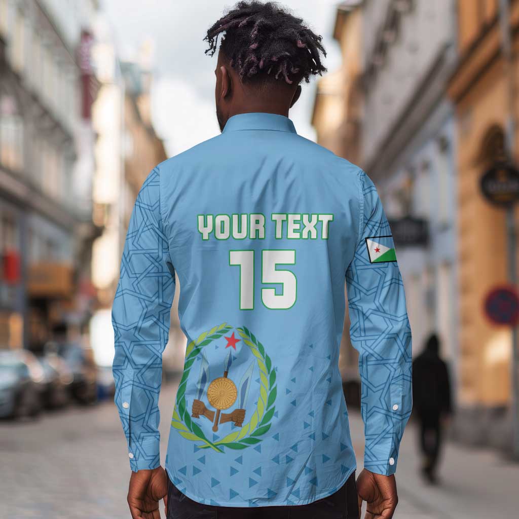 Custom Djibouti Football Long Sleeve Button Shirt Go Champions