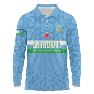 Custom Djibouti Football Long Sleeve Polo Shirt Go Champions