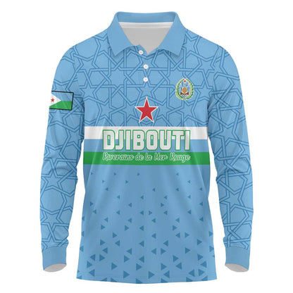 Custom Djibouti Football Long Sleeve Polo Shirt Go Champions