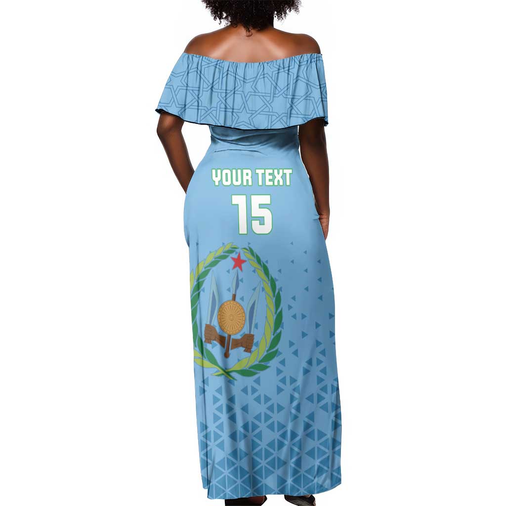 Custom Djibouti Football Off Shoulder Maxi Dress Go Champions