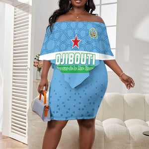 Custom Djibouti Football Off Shoulder Short Dress Go Champions