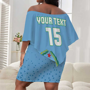 Custom Djibouti Football Off Shoulder Short Dress Go Champions