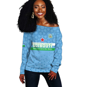 Custom Djibouti Football Off Shoulder Sweater Go Champions