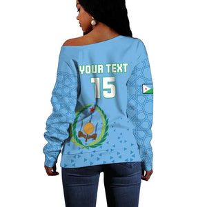 Custom Djibouti Football Off Shoulder Sweater Go Champions