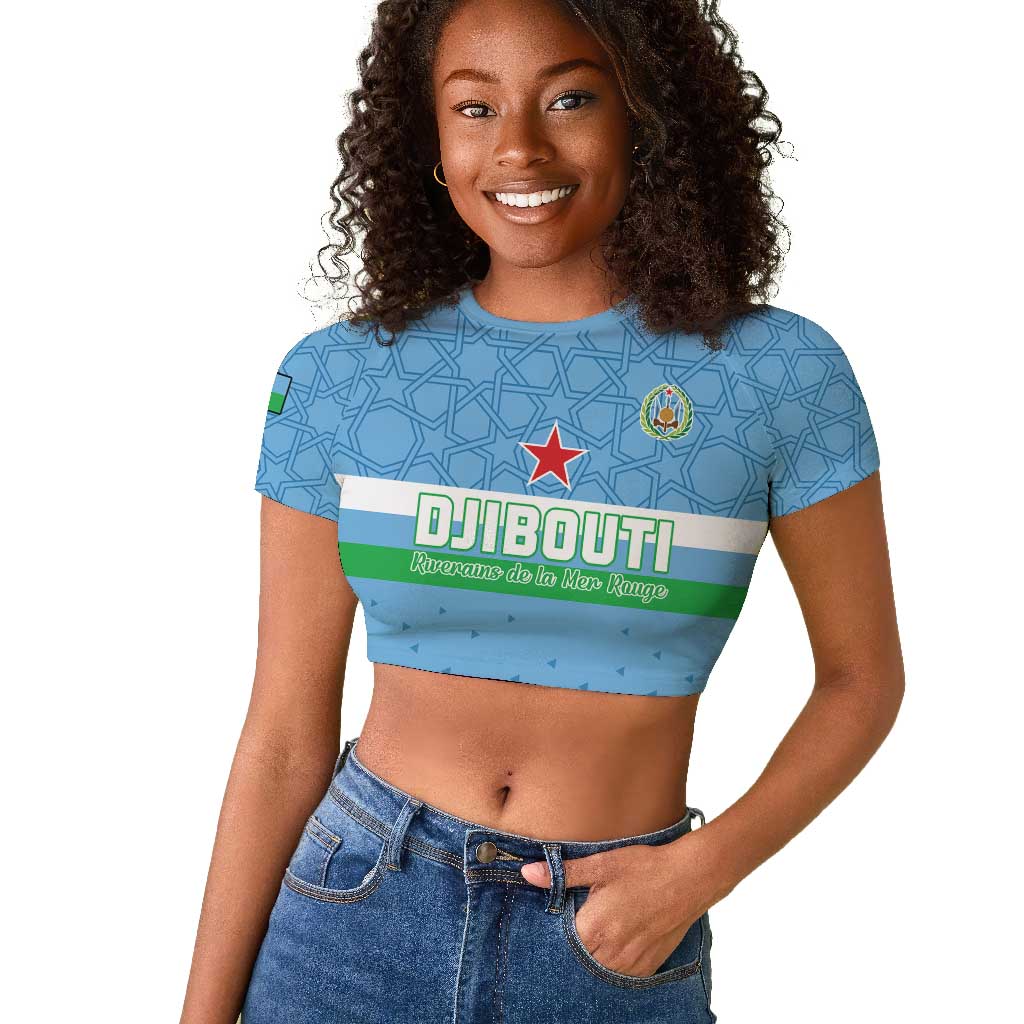 Custom Djibouti Football Raglan Cropped T shirt Go Champions