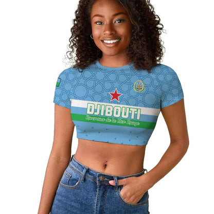 Custom Djibouti Football Raglan Cropped T shirt Go Champions
