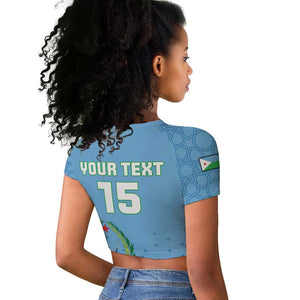 Custom Djibouti Football Raglan Cropped T shirt Go Champions
