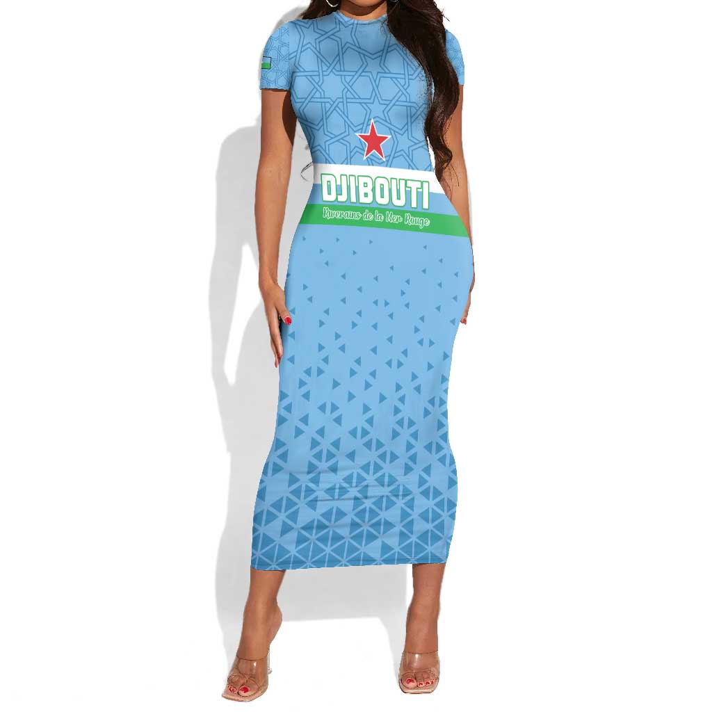 Custom Djibouti Football Short Sleeve Bodycon Dress Go Champions
