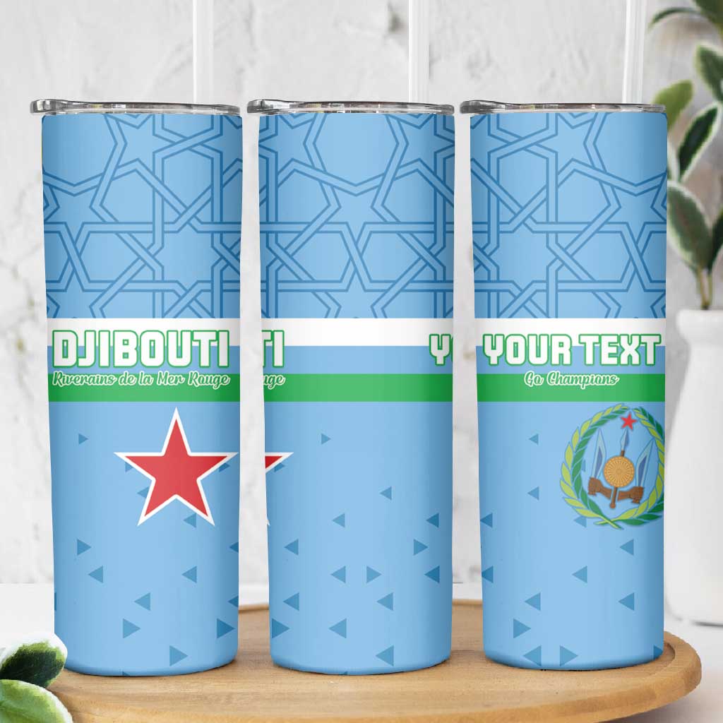 Custom Djibouti Football Skinny Tumbler Go Champions