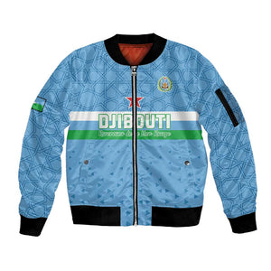 Custom Djibouti Football Sleeve Zip Bomber Jacket Go Champions