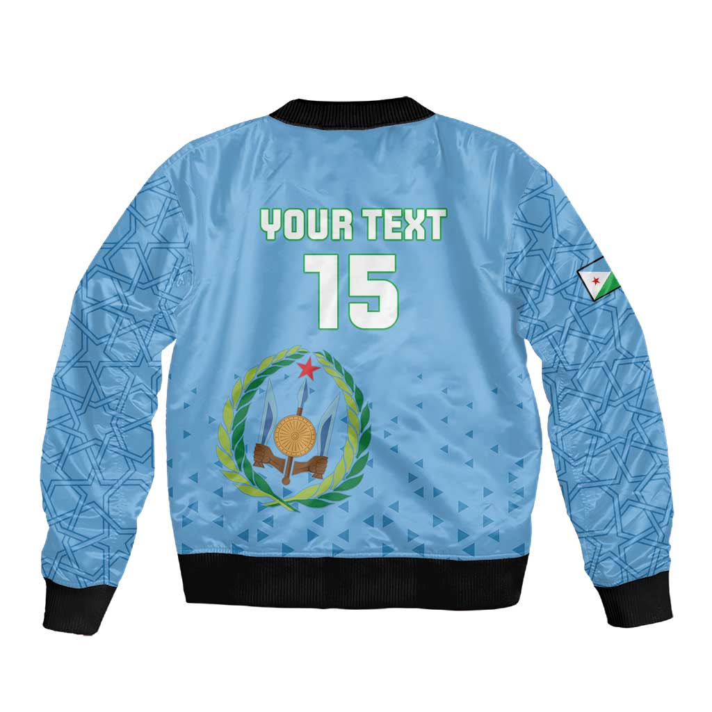 Custom Djibouti Football Sleeve Zip Bomber Jacket Go Champions