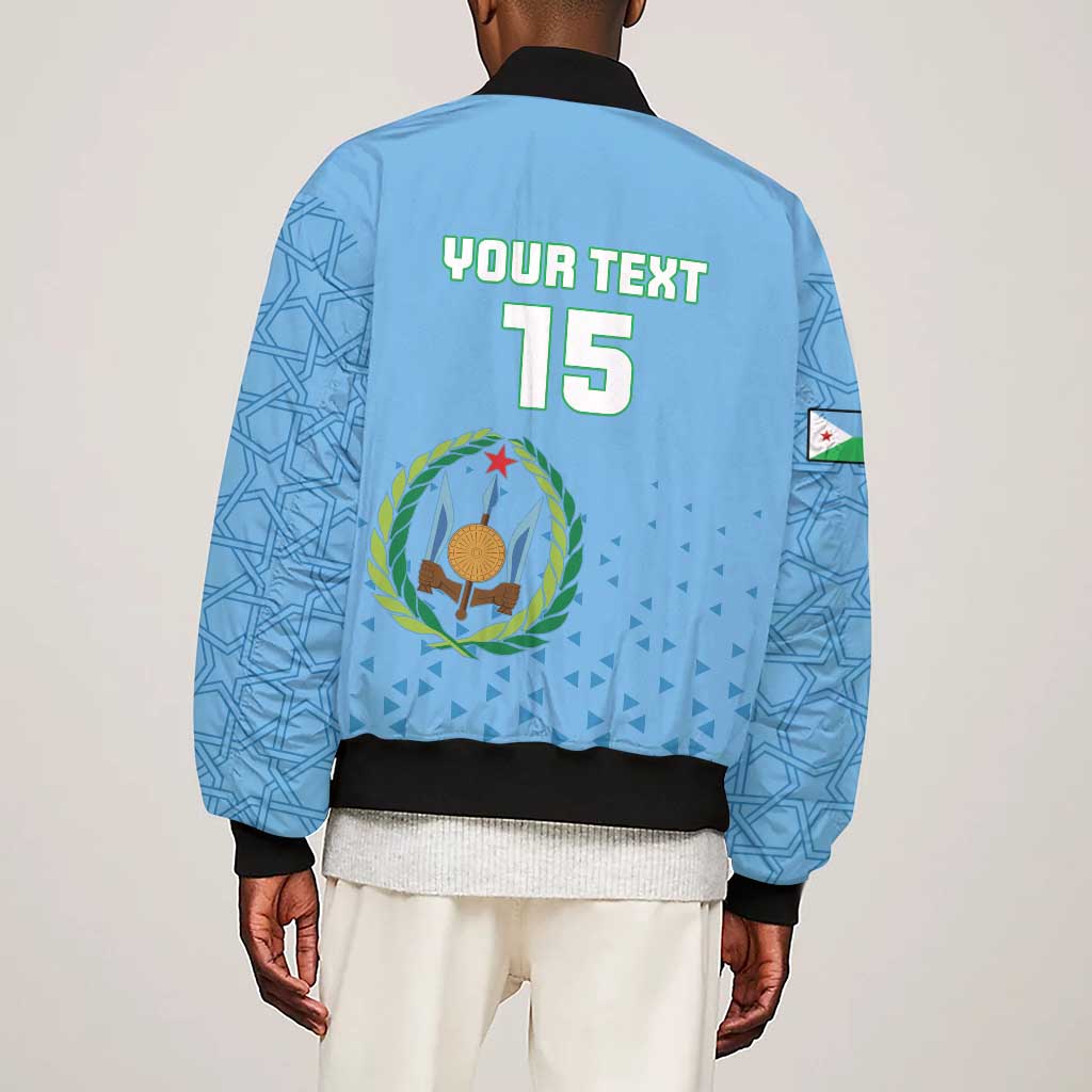 Custom Djibouti Football Sleeve Zip Bomber Jacket Go Champions