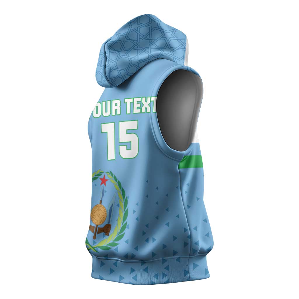 Custom Djibouti Football Sleeveless Hoodie Go Champions - African Pride