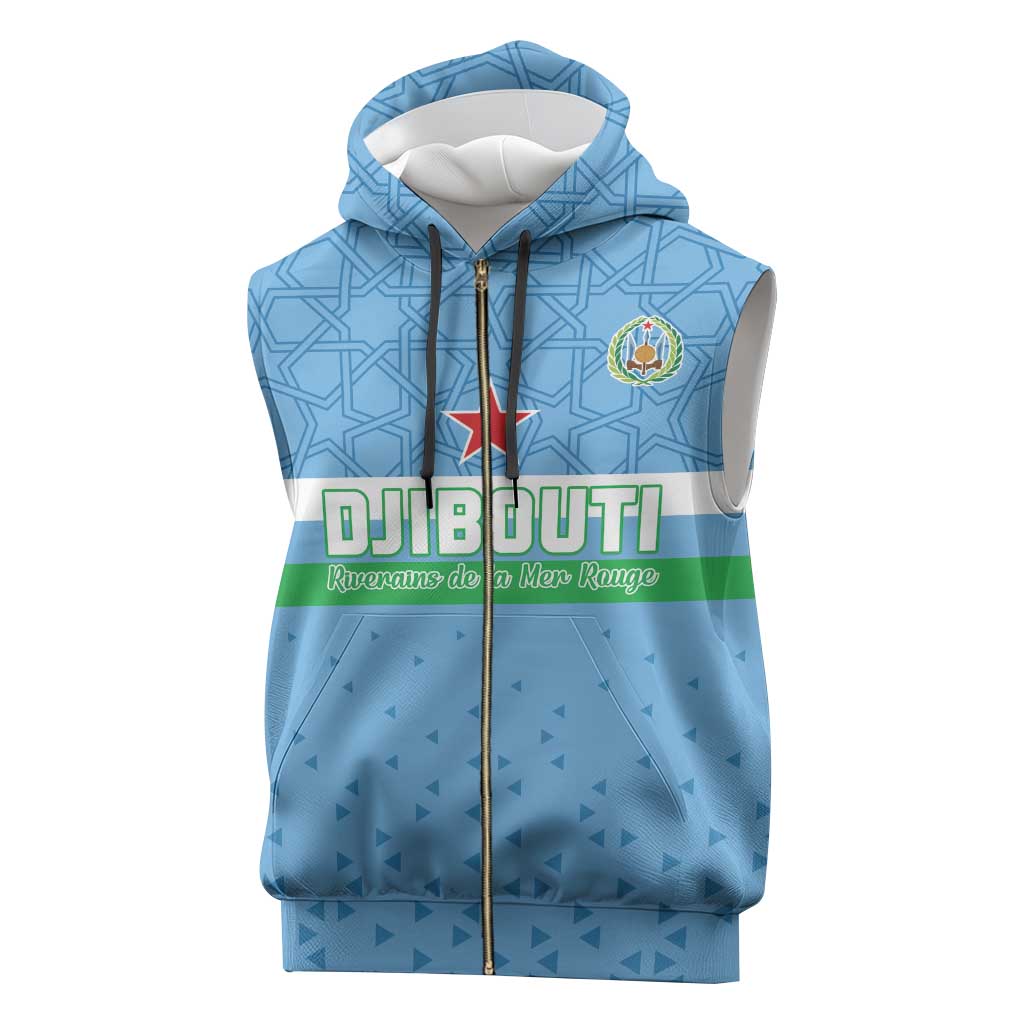 Custom Djibouti Football Sleeveless Zip Hoodie Go Champions - African Pride