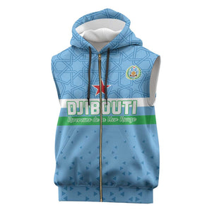 Custom Djibouti Football Sleeveless Zip Hoodie Go Champions - African Pride