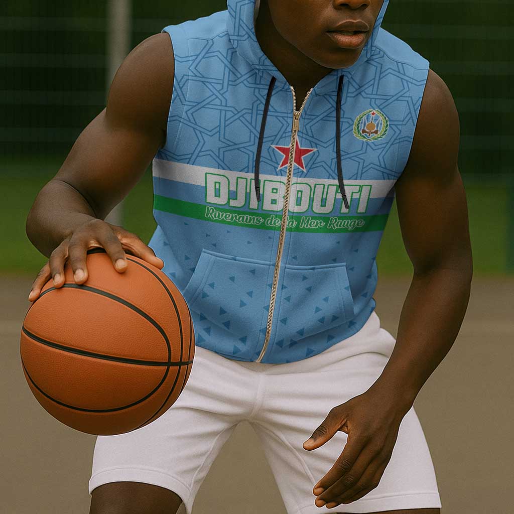 Custom Djibouti Football Sleeveless Zip Hoodie Go Champions - African Pride