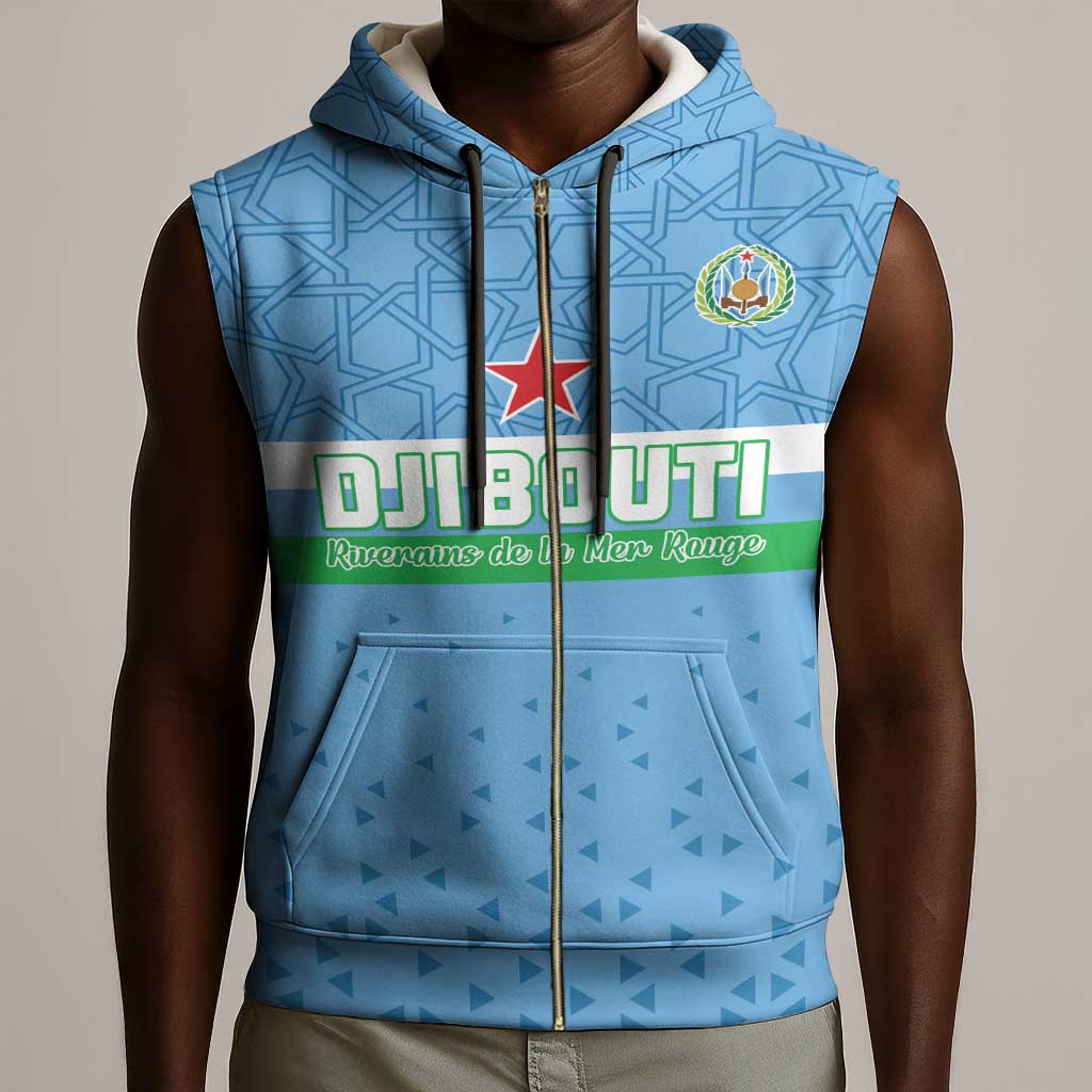 Custom Djibouti Football Sleeveless Zip Hoodie Go Champions - African Pride