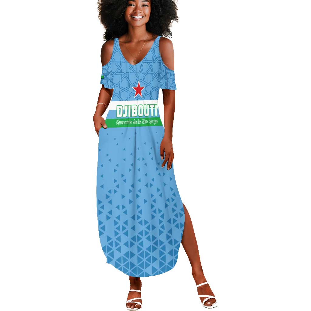 Custom Djibouti Football Summer Maxi Dress Go Champions