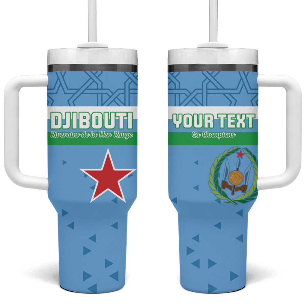 Custom Djibouti Football Tumbler With Handle Go Champions