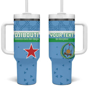 Custom Djibouti Football Tumbler With Handle Go Champions