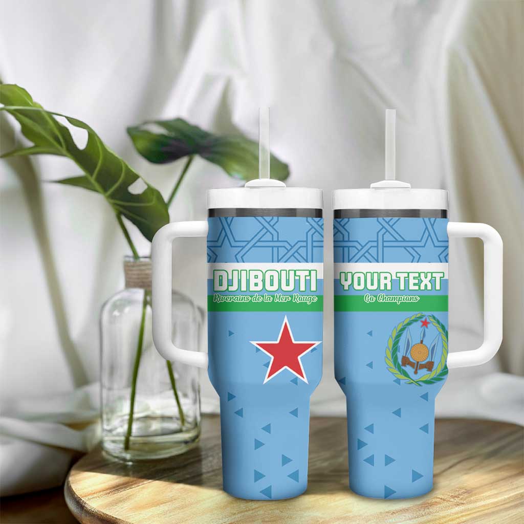 Custom Djibouti Football Tumbler With Handle Go Champions