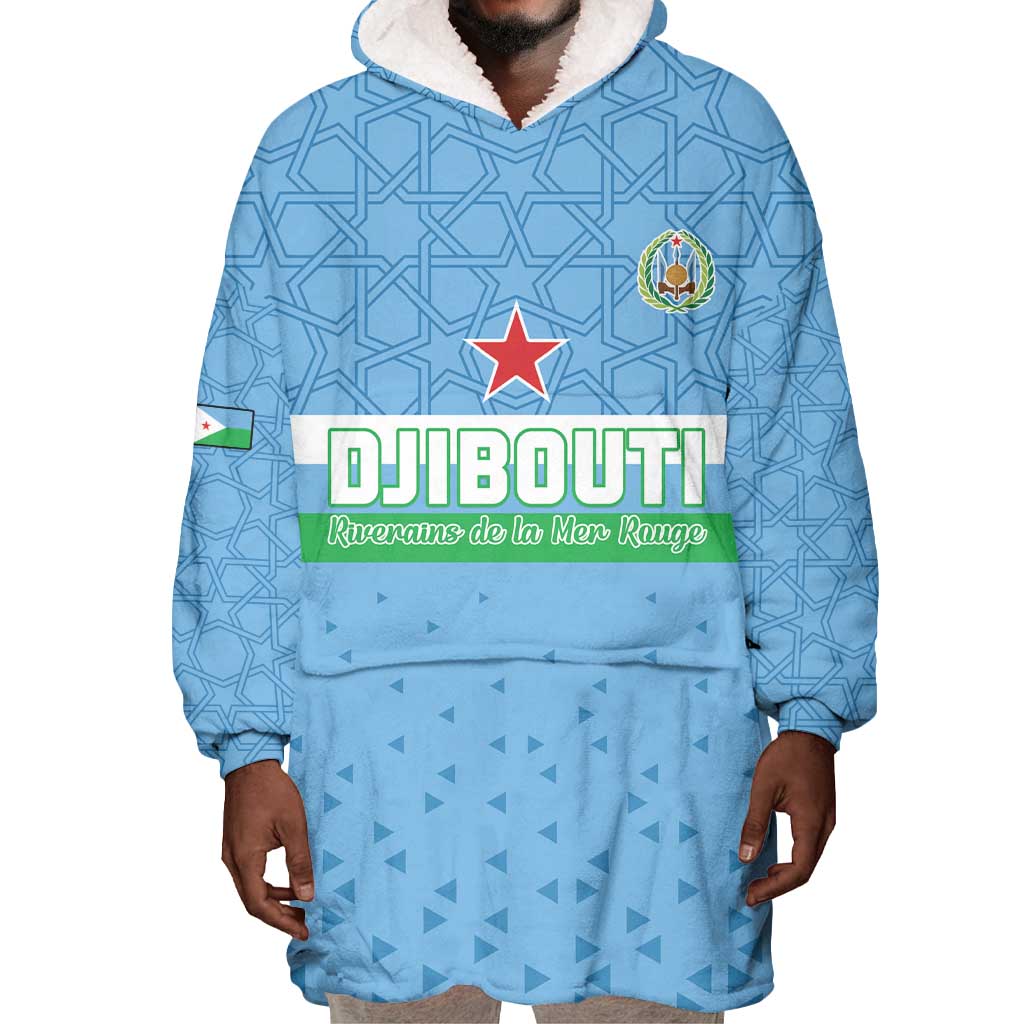 Custom Djibouti Football Wearable Blanket Hoodie Go Champions
