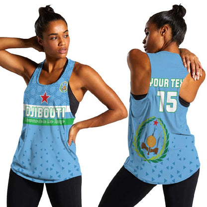 Custom Djibouti Football Women Racerback Tank Go Champions