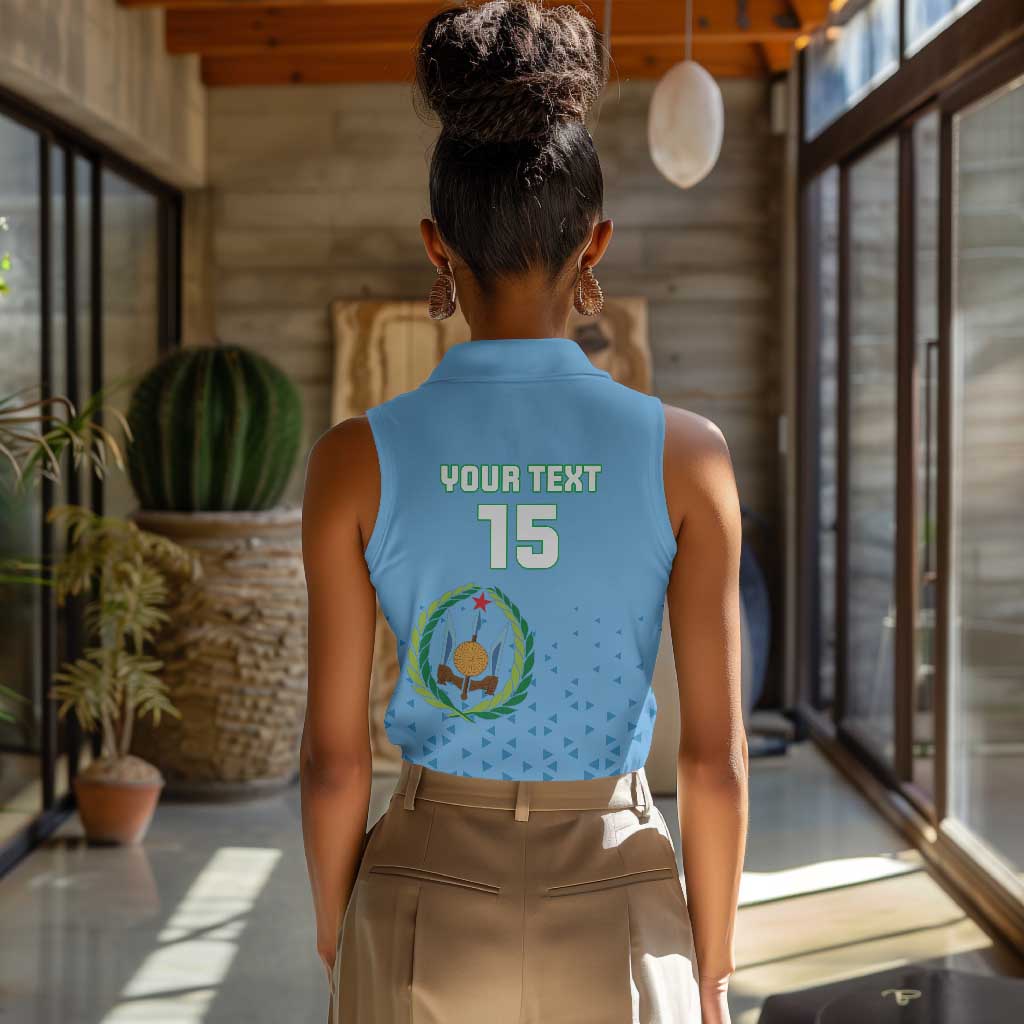 Custom Djibouti Football Women Sleeveless Polo Shirt Go Champions