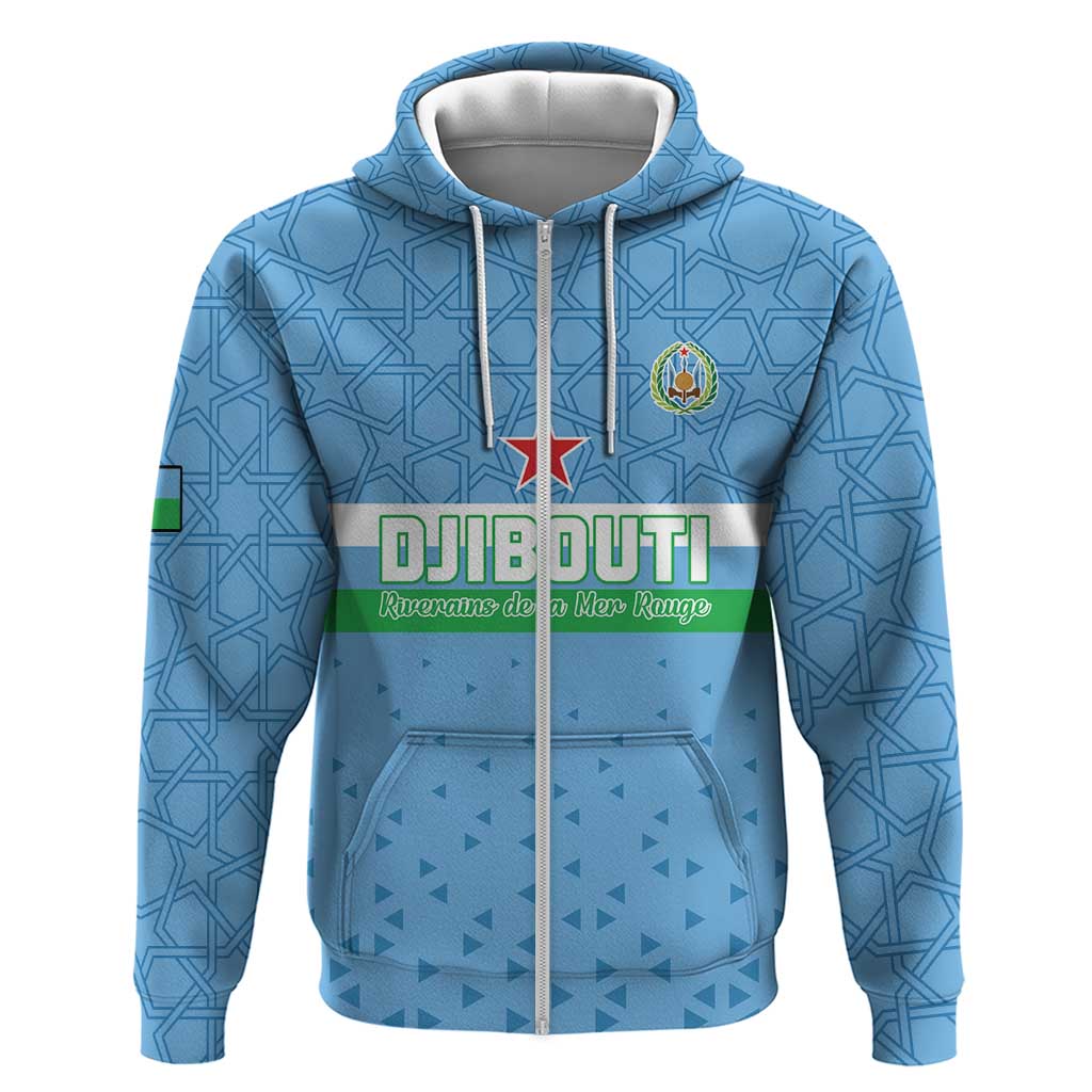 Custom Djibouti Football Zip Hoodie Go Champions