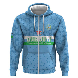 Custom Djibouti Football Zip Hoodie Go Champions