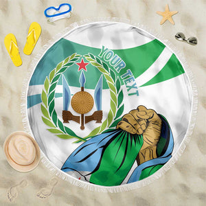 Personalized Happy Djibouti Beach Blanket Independence Day