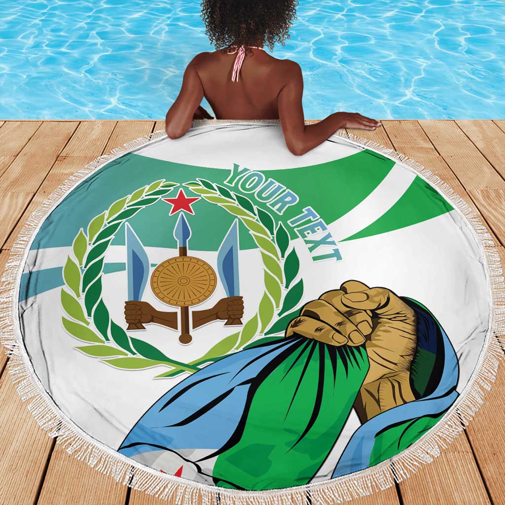 Personalized Happy Djibouti Beach Blanket Independence Day