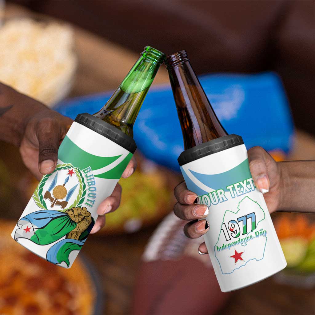 Personalized Happy Djibouti 4 in 1 Can Cooler Tumbler Independence Day