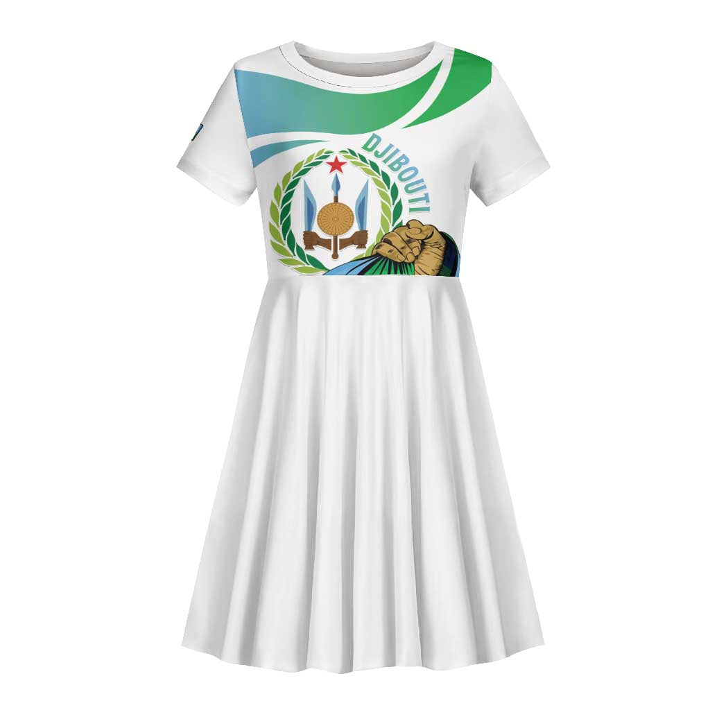 Personalized Happy Djibouti Kid Short Sleeve Dress Independence Day