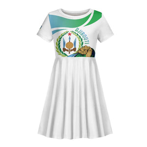Personalized Happy Djibouti Kid Short Sleeve Dress Independence Day