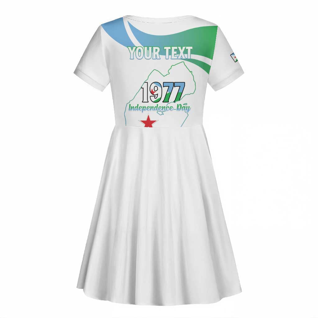 Personalized Happy Djibouti Kid Short Sleeve Dress Independence Day