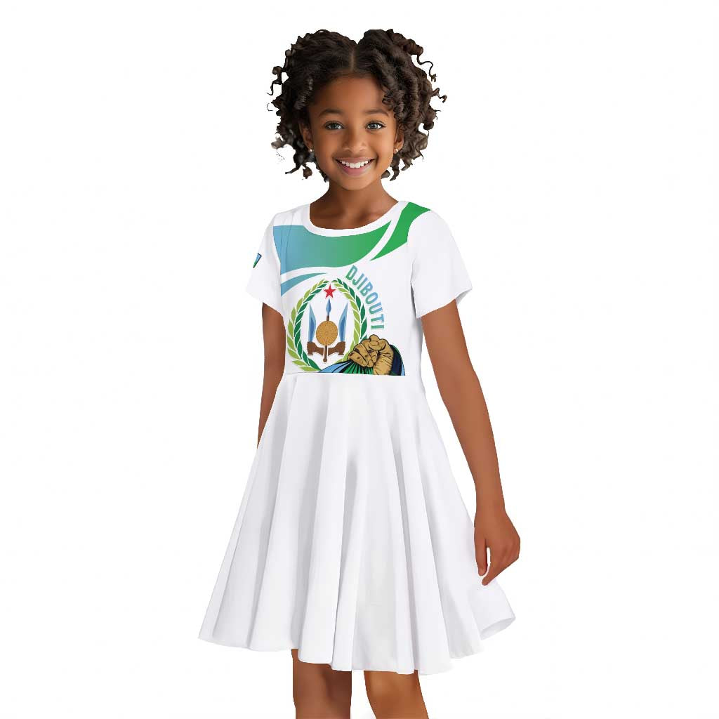 Personalized Happy Djibouti Kid Short Sleeve Dress Independence Day