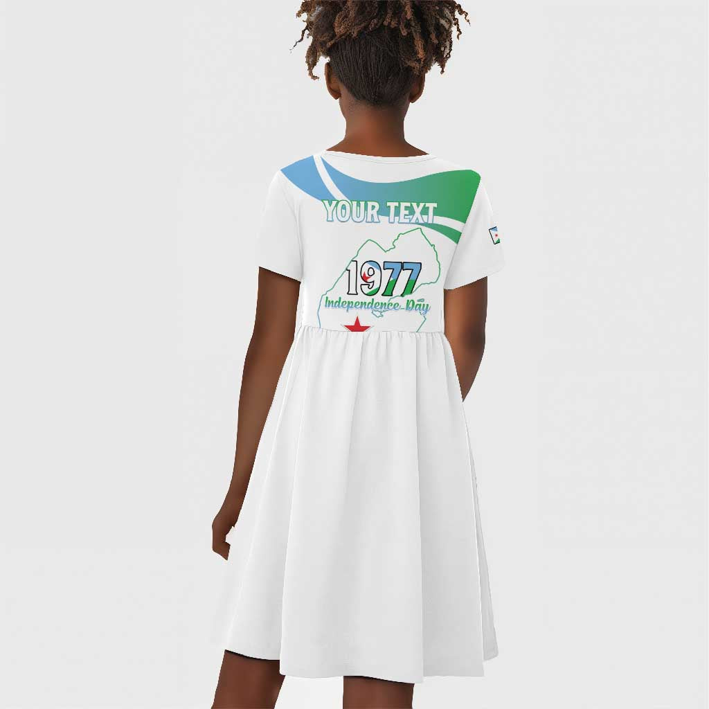 Personalized Happy Djibouti Kid Short Sleeve Dress Independence Day