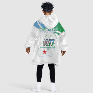 Personalized Happy Djibouti Kid Wearable Blanket Hoodie Independence Day