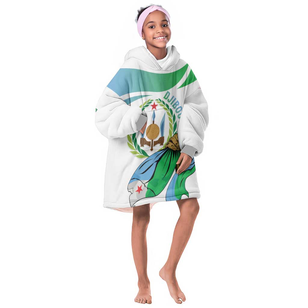 Personalized Happy Djibouti Kid Wearable Blanket Hoodie Independence Day