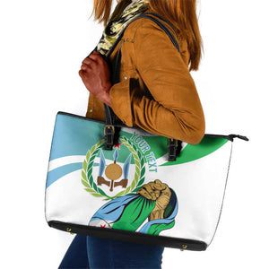Personalized Happy Djibouti Leather Tote Bag Independence Day