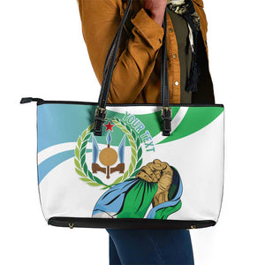 Personalized Happy Djibouti Leather Tote Bag Independence Day